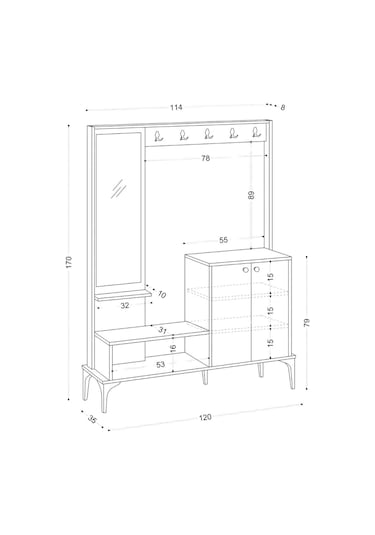 Decormet Andy Vestiyer Safir Meşe -dec-20076 Safir Meşe
