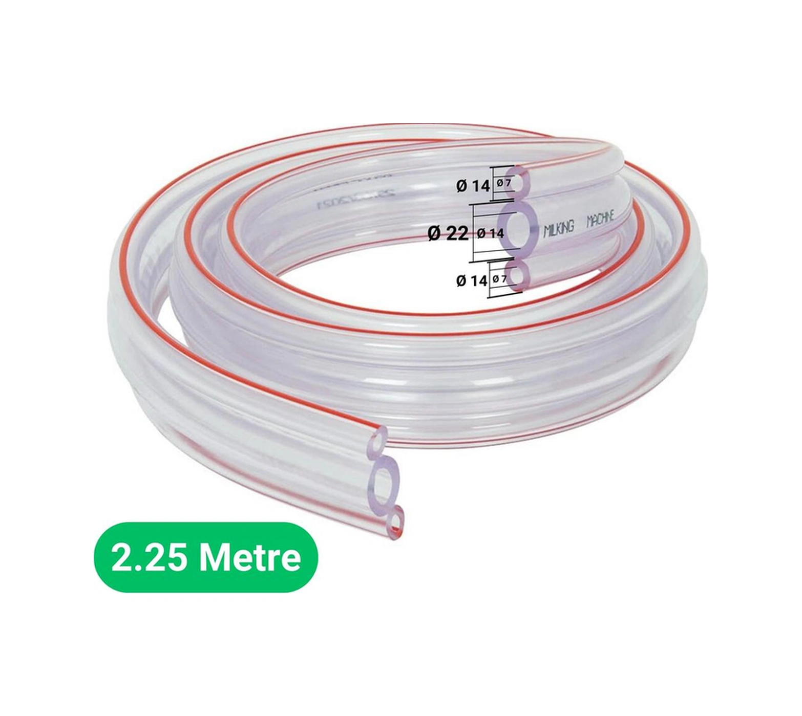 Süt Sağma Makinesi Üçlü Süt Hortumu Ø14xø22/ø7xø14mm 2,25m - Kesili