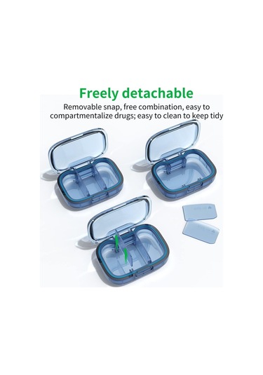 Likeable 2'li Paket 3 Bölmeli Küçük Hap Kutusu, Cep Cüzdanı Için Seyahat Hap Organizatörü-54