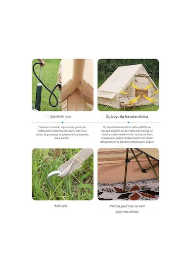 6 Kişilik Şişme Kamp Çadırı 4 Mevsim Deniz Çadır Oxford Kumaşlı P Bej