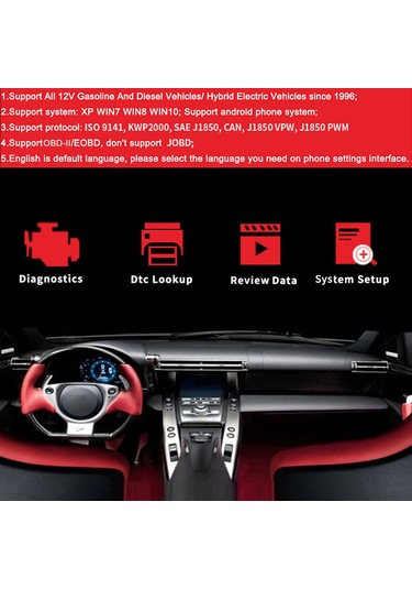 Skycity Konnweı Kw902 Obd2 Araba Arıza Tespit Cihazı, Bluetooth 4.0, Android Ve İos Uyumlu, Iso 9141/can Desteği, Siyah