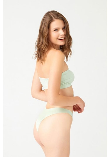 Straplez Crop Top Büstiyer Mint Yeşili Mint Yeşili