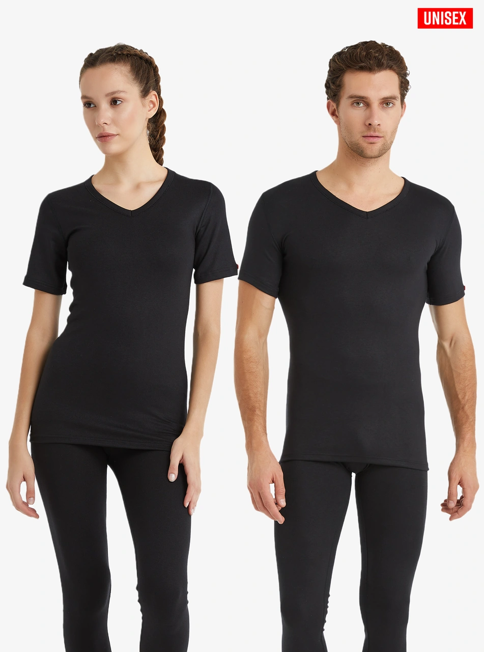 Black Spade Active Erkek Termal T-shirt Kısa 1263 Bej - Siyah
