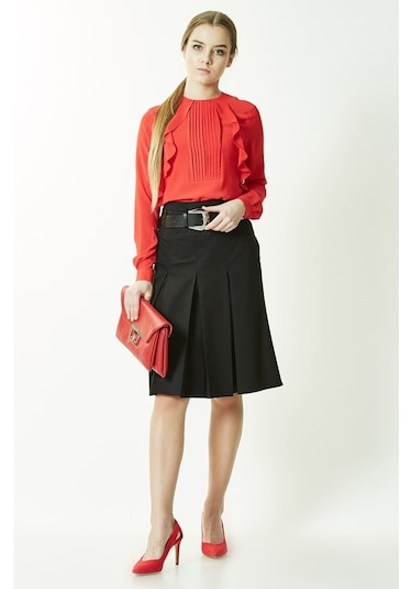 Soralline Kadın Etek 65 Cm Boyunda 3 Pile 724 Siyah Siyah