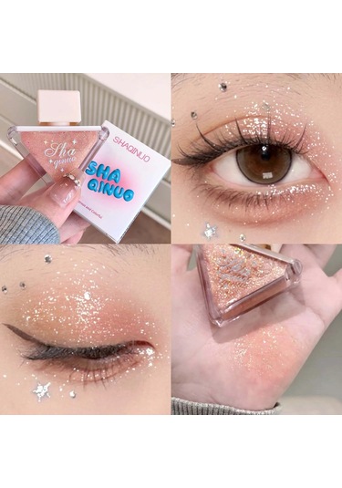 Elmas Köpüklü Sıvı Göz Farı Sedefli Pembe Tek Renkli Glitter Göz Farı Su 02 6.5ml 01