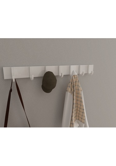 Hepsi3boyutlu Modern Duvar & Kapı Baston Askılık - 7 Adet Beyaz J Askılık - Model No : 6 Beyaz