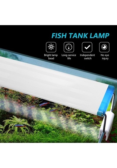 Silkroadselect 18cm Ab Fiş Stili Akvaryum Led Işık Balık Tankı Sucul Bitki Yetiştirme Aydınlatma Su Geçirmez Parlak Kelepçe Lamba Mavi Beyaz Led Cm Abd Ab Beyaz