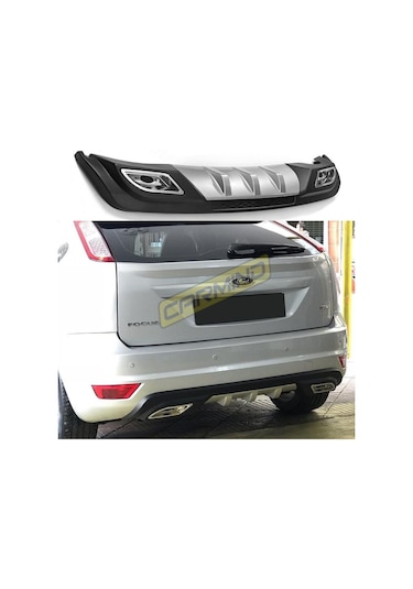 Ford Focus Çift Egzoz Görünümlü Difüzör Gri 2005-2011