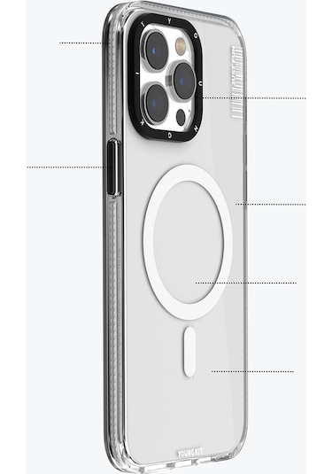 iPhone Uyumlu 15 Plus  Kılıf Magsafe Şarj Özellikli Youngkit Crystal Color Serisi Kapak Pembe