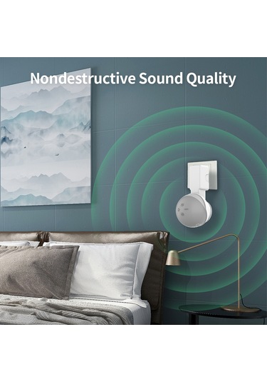 Mufunye Echo Dot 4 Nesil İçin Duvar Tipi Hoparlör Tutucu - Deliksiz Kurulum, Kabloları Gizle, Abs Malzeme, Siyah