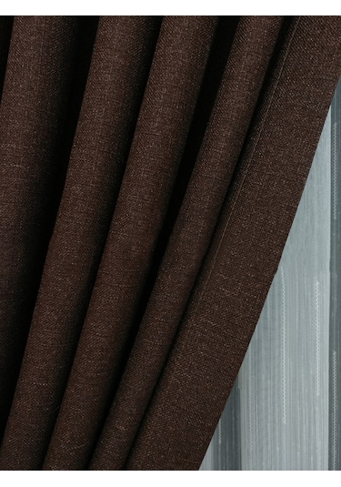 Evdepo Home Keten Kahverengi Fon Perde Tek Kanat Kahverengi