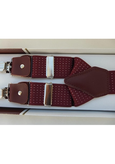 Bordo Beyaz Puantiyeli Pantolon Askısı Bordo