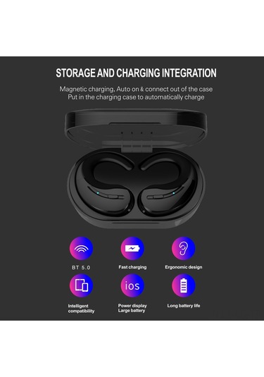 Leezsing A8 Kulak Çene Tipi Tws Bluetooth Kulaklık Siyah - Bt 5.0, 4d Hifi Ses, Spor İçin Mikrofonlu, 500mah Şarj Kutusu