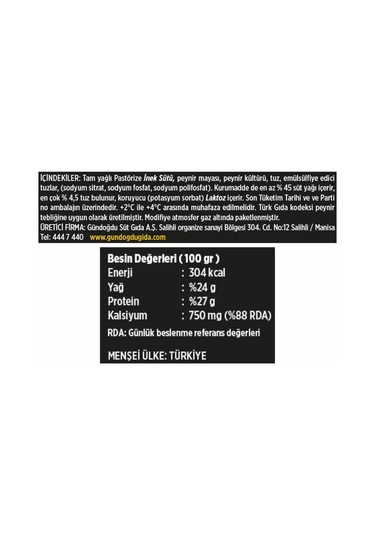 Gündoğdu Rende Peynir 1 KG