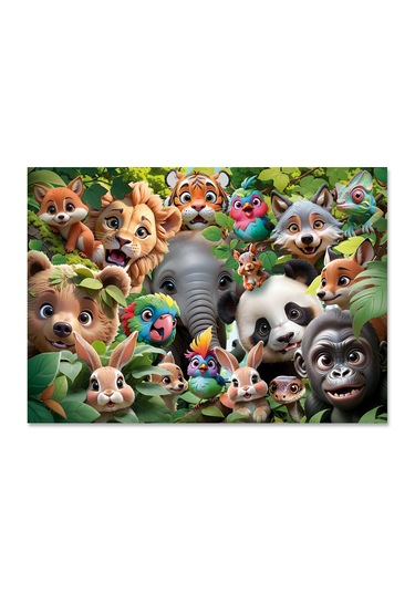 Orman Hayvanları Çocuk Puzzle 50 Parça 34 48 Cm