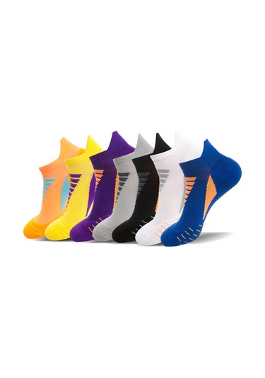 Lemestar Unisex Spor Çorapları - Soluk Ayaklı, Nefes Alıcı, Ter Emici - Futbol, Basketbol, Koşu İçin - Turuncu Mavi Desen - Tek Beden Turuncu