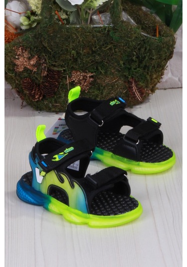 Vicco 332.p25y.256 Jack Siyah Rahat Esnek Işıklı Erkek Çocuk Sandalet Siyah