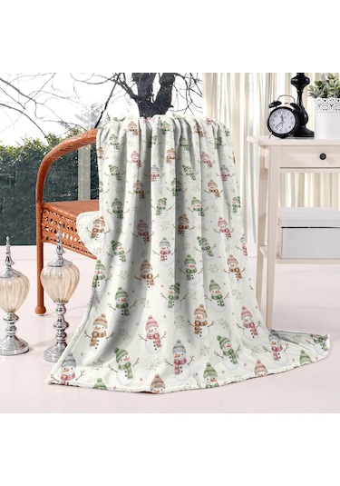 Noel Desenli 60x80 İnç Polar Battaniye, Yumuşak, Hafif Ve Kalın, Erkek, Kadın Ve Çocuk İçin Noel Kar Tanrısı Eşarp