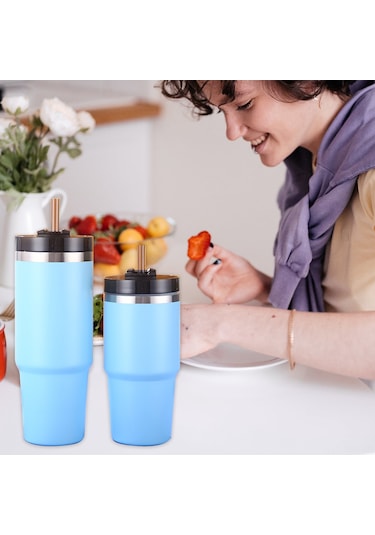 Moveevo 304 Çelik Isı Koruyucu Kupa 20oz, Pipetli & Sızdırmaz Kapak, 6-12 Saat Isı/sıcak Tutar, Araç & Dış Mekan Uygun Pembe