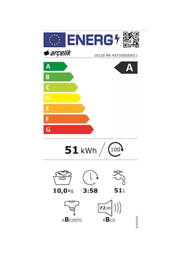 Arçelik 10120 MX 1200 Devir 10 KG Çamaşır Makinesi