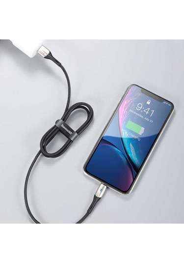 Lightning Horizontal Data Ve Şarj Kablosu Işıklı 1m Calsp-b01 Siy