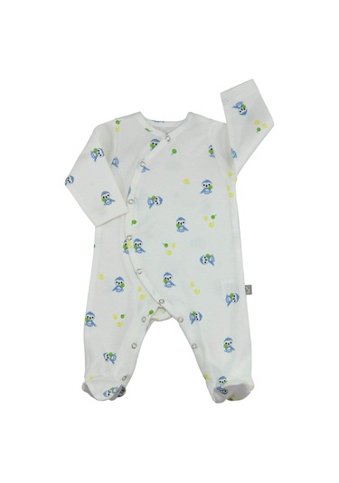 Boumini Yeni Doğan Patikli Bebek Tulumu 0-6 Ay Mavi Tembel Hayvan