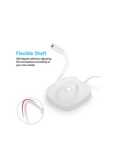 Leezsing Usb Bilgisayar Mikrofonu - G22 Esnek Boyunlu Profesyonel Ses Kayıt Cihazı Beyaz