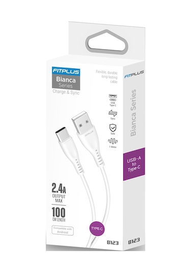 FitPlus Bianca B123 USB - Type-C Şarj Kablosu 2.4A 1mt