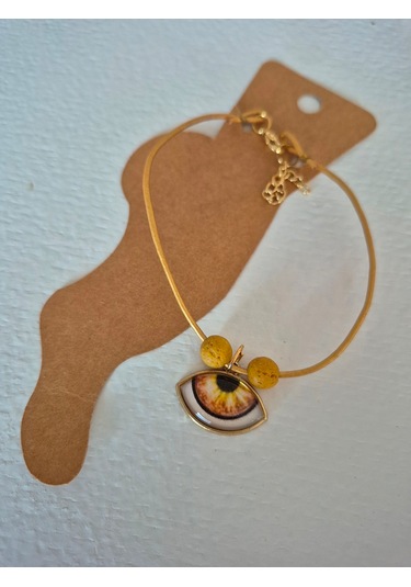 Glamglamour Mat Sarı Deri Göz Bayan Halhal