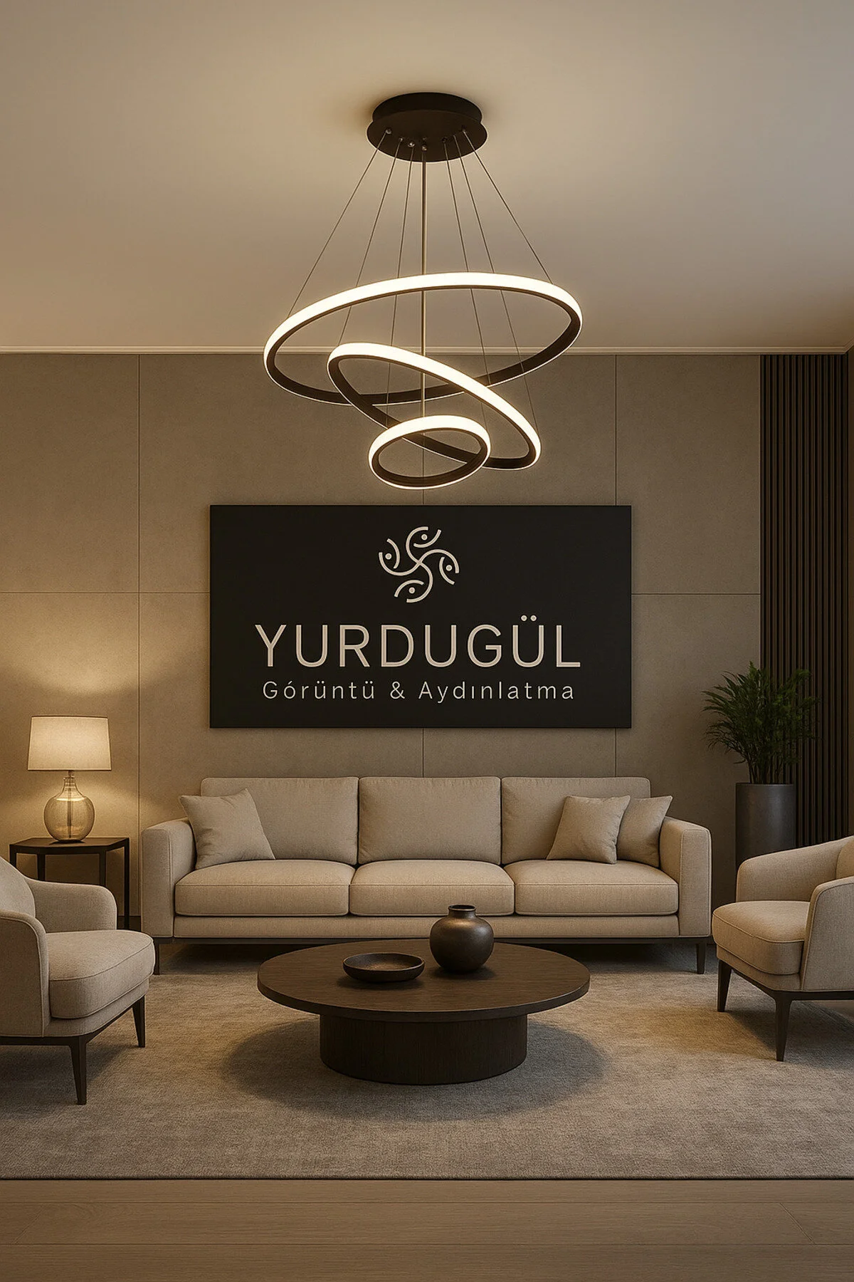 Siyah Kasa Süper Beyaz Ledli 3 Halkalı Avize Salon. Mutfak. Genç Odası. Antre. Hol. Beyaz