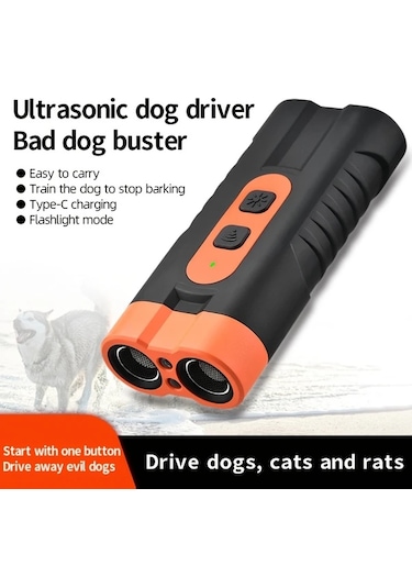 Willowhaven 1 Adet Led Fenerli Çift Çekirdek Yüksek Güçlü Ultrasonik Köpek Kovucu Usb Şarj Edilebilir Taşınabilir Evcil Hayvan Eğitim Aleti Dış Mekan Kullanımı İçin