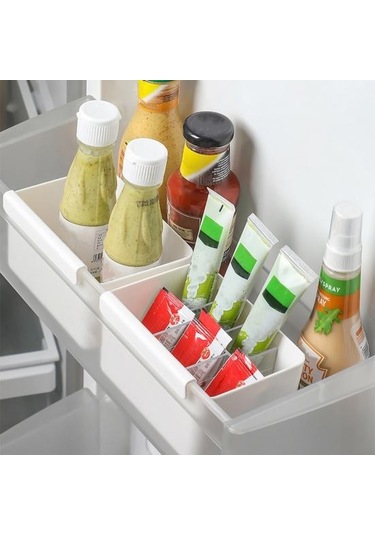Buzdolabı Organizatör Kullanışlı Esnek Sabitleme Plastik Buzdolabı Yan Kapı Dağıtıcı Saklama Kutusu Ev Gereçleri