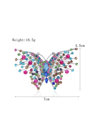 Avusturya Kristal Muhteşem Volant Kelebek Broş Gelin, Balo Çok Renkli