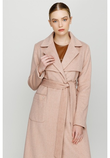 Aller Detaylı Torba Cepli Ara Boy Manto Pudra-pudra Pudra