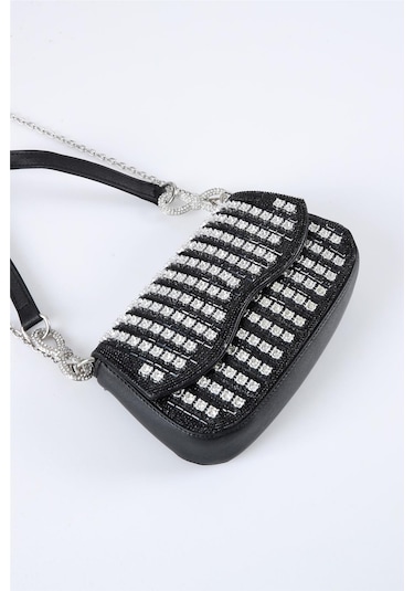 Ççs 17659 Kadın Omuz Askılı Çanta Siyah-gümüş Gümüş - Siyah