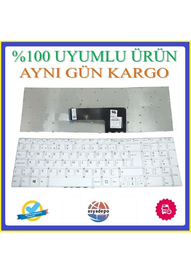 Sony Uyumlu Svf152C29W Klavye Tuş Takımı Beyaz Tr