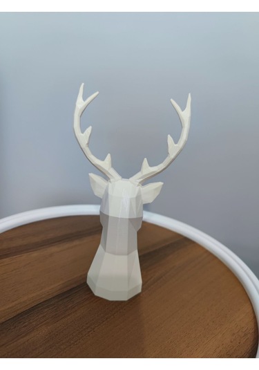 Geyik Figürlü Modern Dekoratif Hediyelik Biblo Kemik Beyazı 22cm Gizzstore Home