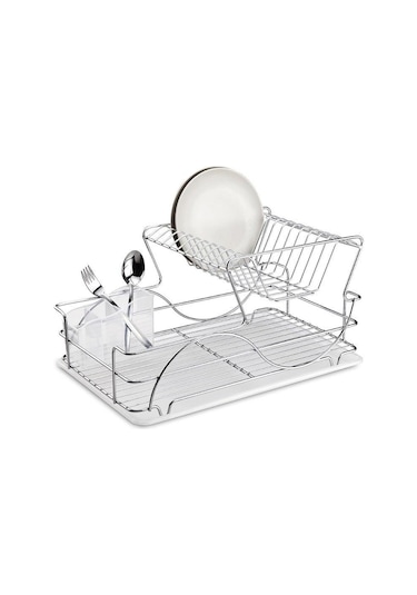 İki Katlı Metal Bulaşık Sepeti 48 x 33 x 25 CM Krom