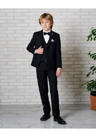 Erkek Çocuk Takım Elbise Siyah Ceket-yelek-gömlek-pantolon -papyon Takım Elbise 3-14 Yaş Siyah Erkek Çocuk Takım Elbise Siyah Ceket-yelek-gömlek-pantolon -papyon Takım Elbise 3-14 Yaş Siyah