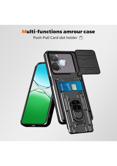 Oppo A5 Pro Pc Kılıfı + Tpu Destekli Telefon Arka Kapağı Ve Kamera Kaydırıcısı - Siyah Siyah