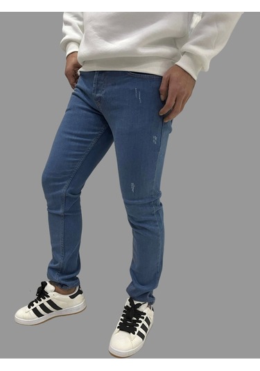 Erkek Dar Paça Tırnaklı Newone Açık Mavi Kot Pantolon Açık Mavi
