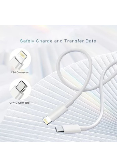 Willowhaven 1 Adet 20w Usb C - Lightning Hızlı Şarj Kablosu 6.6ft Beyaz İphone Uyumlu İpad Uyumlu