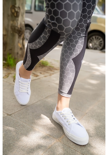 Kadın Keten Günlük Sneaker Beyaz