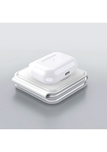 Leezsing Ym588 Katlanabilir 3'lü Kablosuz Şarj İstasyonu - Beyaz Abs Malzeme