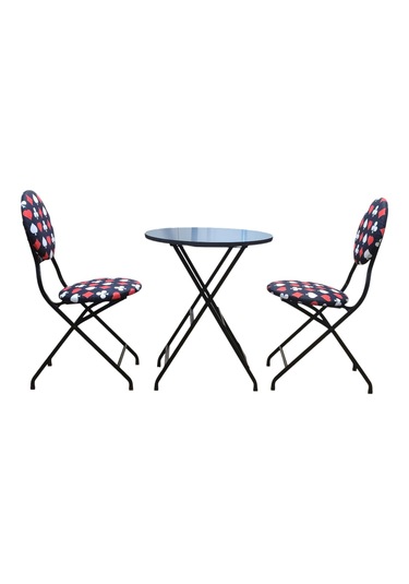 Katlanabilir İskanbil Desenli Metal Masa Ve Sandalye Takımı - 2 S
