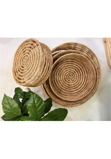 4 Lü Bambu Örgü Sepet