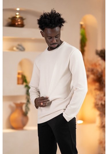 Paul Martin Modal Esnek Kumaş Regular Fit Mevsimlik Sweatshirt Krem