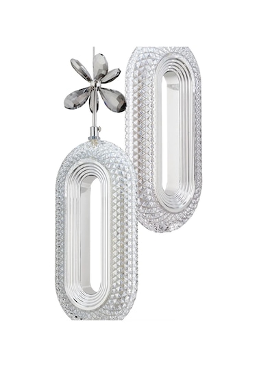 Led Alfa 2'li Gümüş 3 Renk Ledli Kristal Taşlı Modern Led Avize Krom
