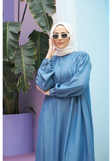 Neways 6634 - Tensel Denim Elbise Koyu Mavi