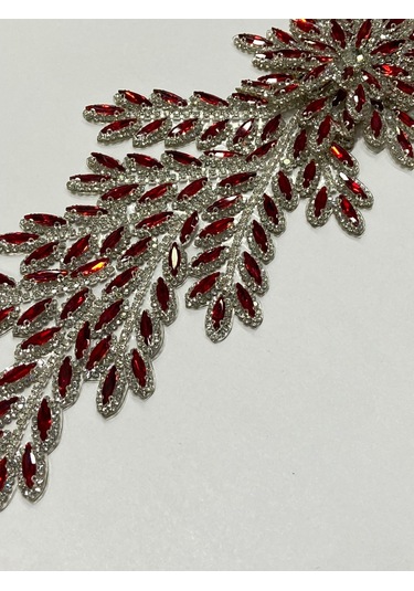 Ütüyle Yapışan Kristal Taşlı Aplike - Kırmızı